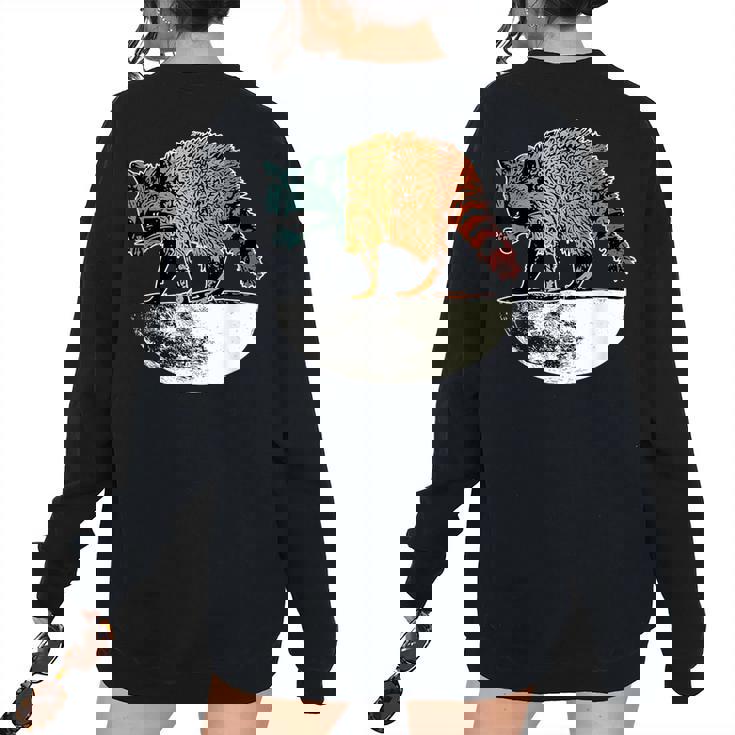 Retro Raccoon Women's Oversized Vintage Sweatshirt | Moon Theme