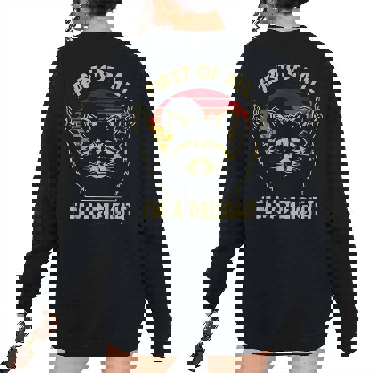 Sarcastic Raccoon Lover Oversized Women's Sweatshirt | Whimsical Back Print Sarcastic Raccoon Lover Oversized Women's Sweatshirt | Whimsical Back Print