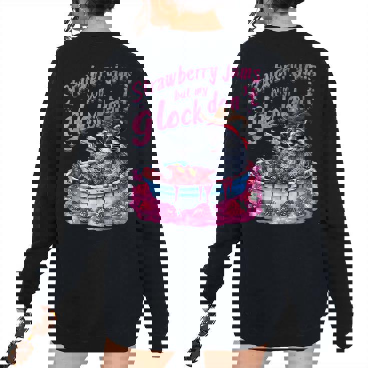 Strawberry Jams But My Dont Raccoon Women's Oversized Sweatshirt Back Print Strawberry Jams But My Dont Raccoon Women's Oversized Sweatshirt Back Print