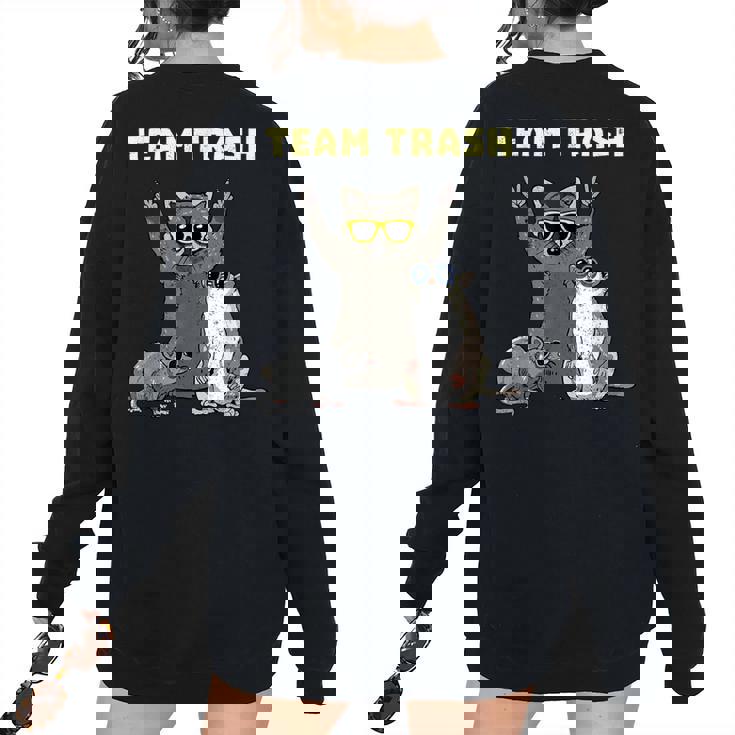 Team Trash Opossum Raccoon Women's Oversized Sweatshirt - Fun Back Print