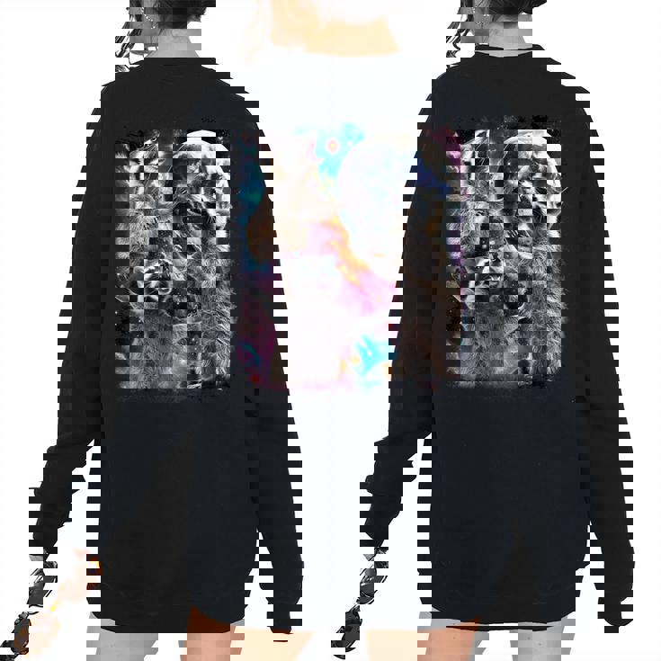 Three Racoon Moon 3 Racoon Moon Cursed Meme Women's Oversized Sweatshirt Back Print Three Racoon Moon 3 Racoon Moon Cursed Meme Women's Oversized Sweatshirt Back Print