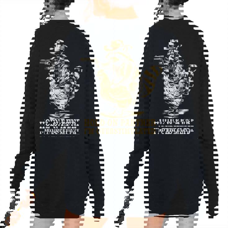 Western Humor Women's Raccoon Cowboy Oversized Sweatshirt - Vintage Style