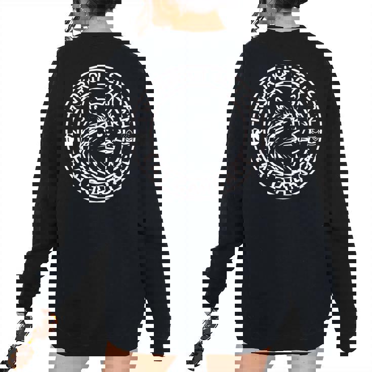 Women's Oversized Sweatshirt - Workout for Food | Gym Raccoon Theme