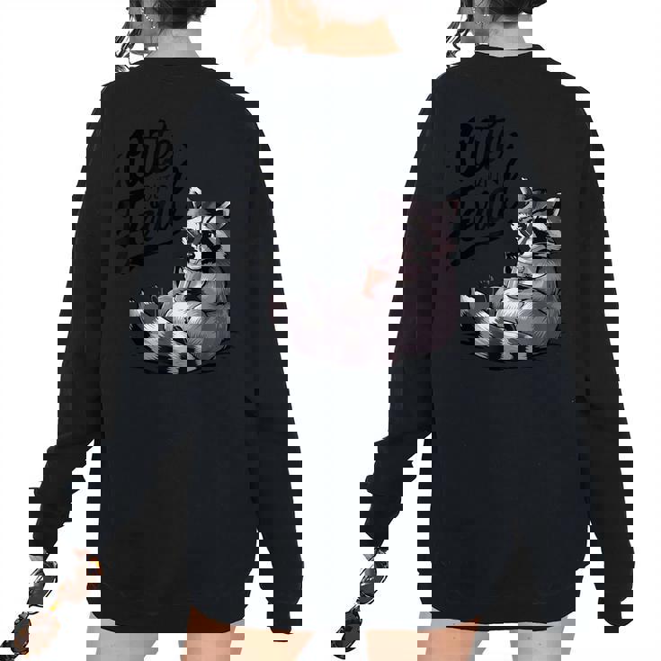 Cute Feral Panda Raccoon Costume Oversized Sweatshirt | Back Print