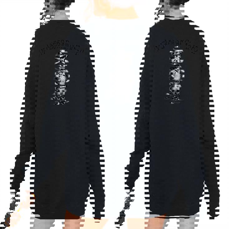 Raccoon Cowboy Women's Oversized Sweatshirt - Fun Back Print