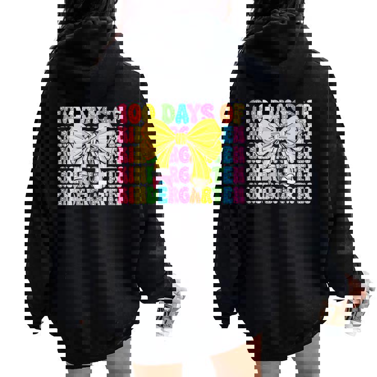 100 Days Of Kindergarten School Teacher Coquette 100Th Day Women Oversized Hoodie Back Print