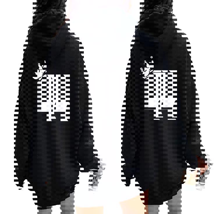 44 Cumpleaños Es Hombresintage Número 44 Con Corona Women Oversized Hoodie Back Print