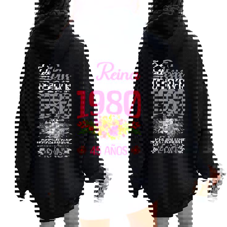 45 Años Regalo De Cumpleaños Hecha En 1980 45 Años Women Oversized Hoodie Back Print