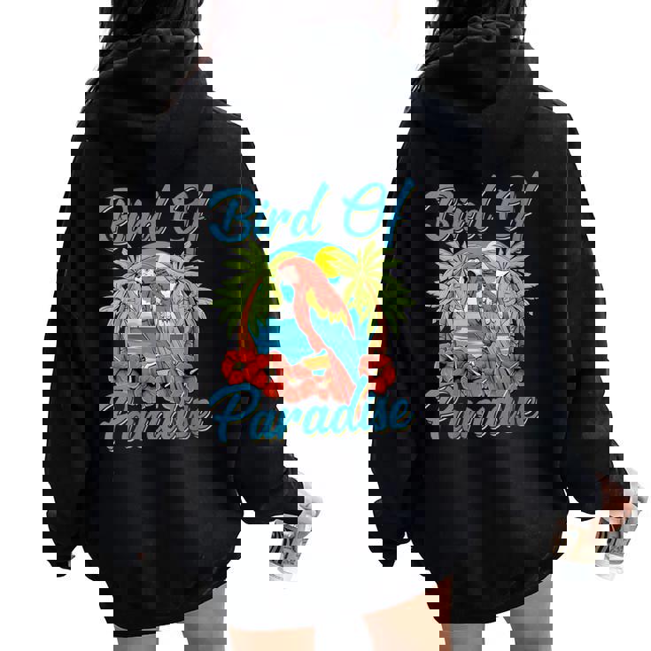 Acances À La Plage Rétro Oiseau De Paradis Palmier Océan Soleil Sweat à capuche oversize pour femme avec imprimé dans le dos