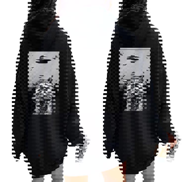 Alien UFO Raccoon Oversized Hoodie for All – Back Print Edition