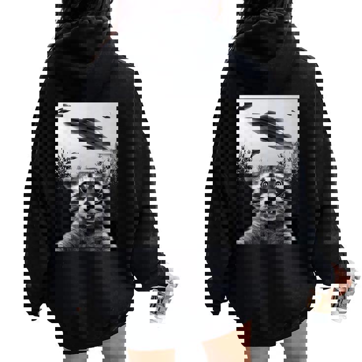 Alien UFO Raccoon Oversized Hoodie for Women | Unique Back Print Alien UFO Raccoon Oversized Hoodie for Women | Unique Back Print