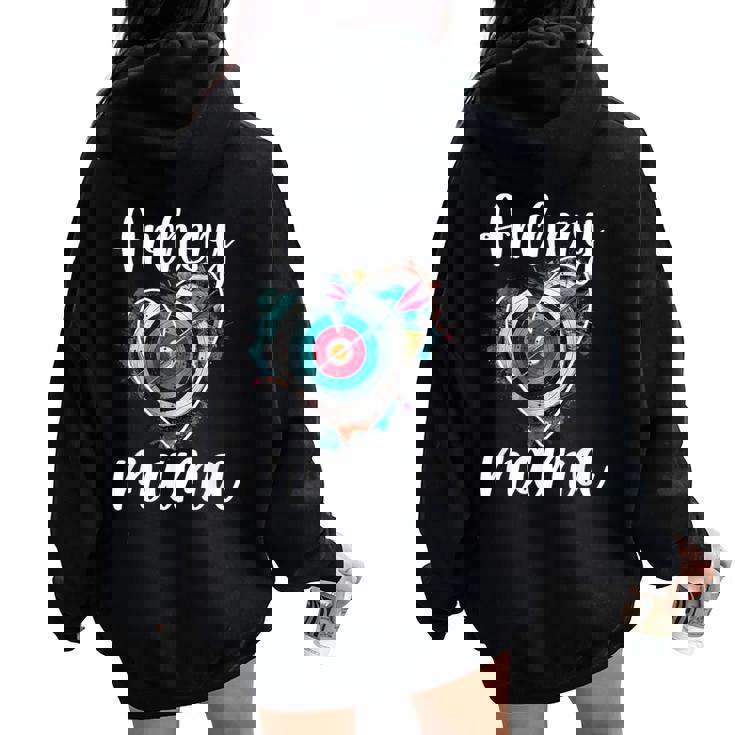 Archery Mama Heart Archery Mom Of An Archer Mother Women Oversized Hoodie Back Print