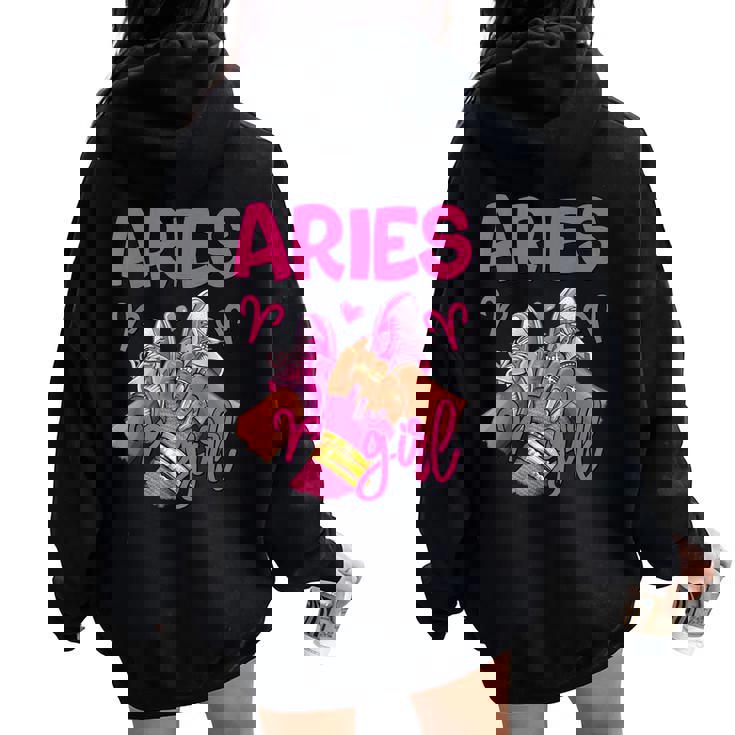Aries Girl Birthday Queen Sneakers Zodiac Sign Women Oversized Hoodie Back Print