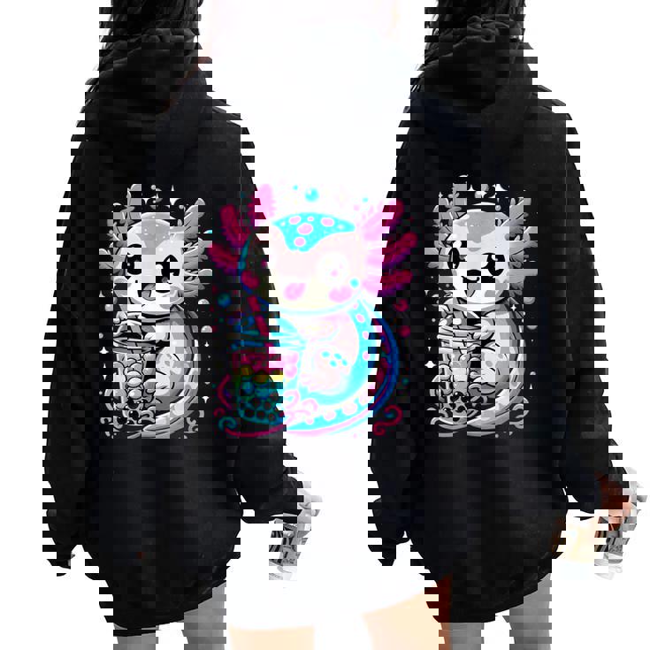 Axolotl Boba Tea Kawaii Neko Japanese Bubble Tea For Girls Women Oversized Hoodie Back Print