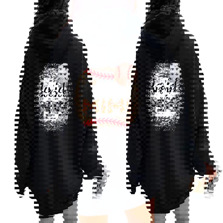 Baseball Mimi Bandana Leopard Fans Mother's Day Women Oversized Hoodie Back Print