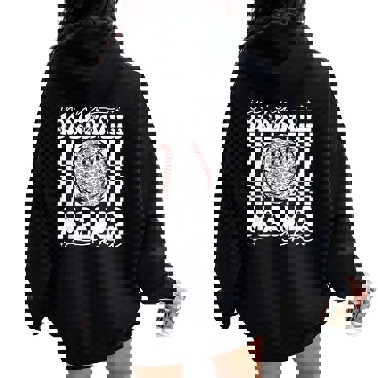 In My Baseball Mom Mama Era Leopard Mom Baseball Women Oversized Hoodie Back Print
