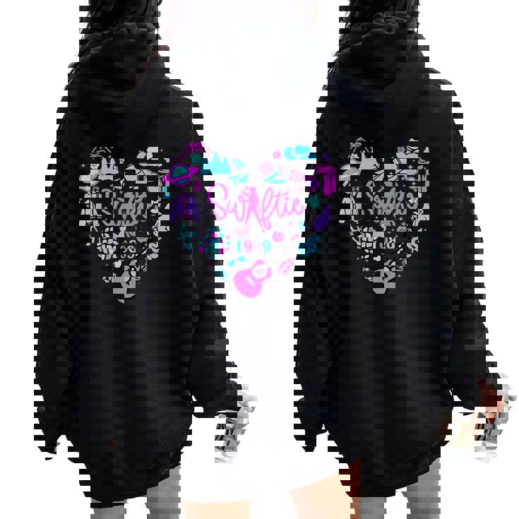Birthday Girl Groovy Taylor First Name Personalized Heart Women Oversized Hoodie Back Print