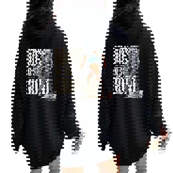 Boots On The Ground Black Cowgirl Melanin Women Women Oversized Hoodie Back Print