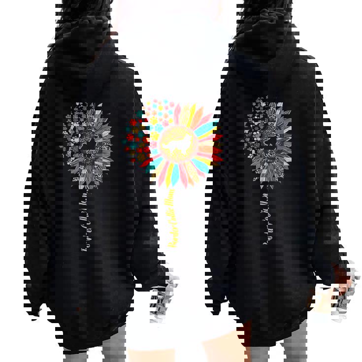 Border Collie Mom Sunflower Dog Paw Colorful Women Oversized Hoodie Back Print