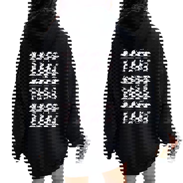 Bunny Yoga Conejitos Ejercicios Deportes Rabbit Fitness Women Oversized Hoodie Back Print