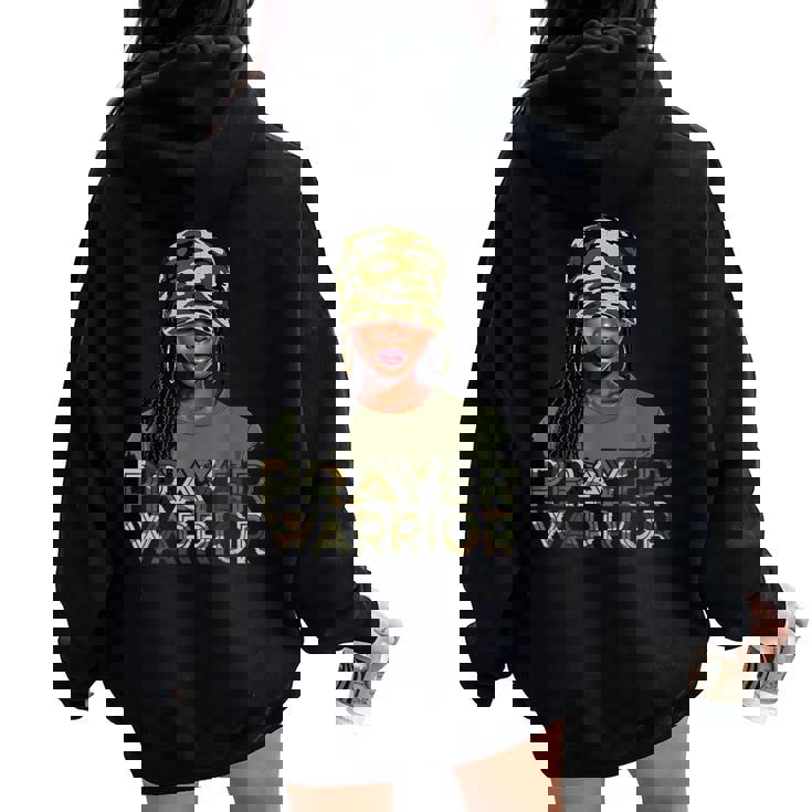 Camo Hat Prayer Warrior God Jesus Christian Black Girl Women Women Oversized Hoodie Back Print Camo Hat Prayer Warrior God Jesus Christian Black Girl Women Women Oversized Hoodie Back Print