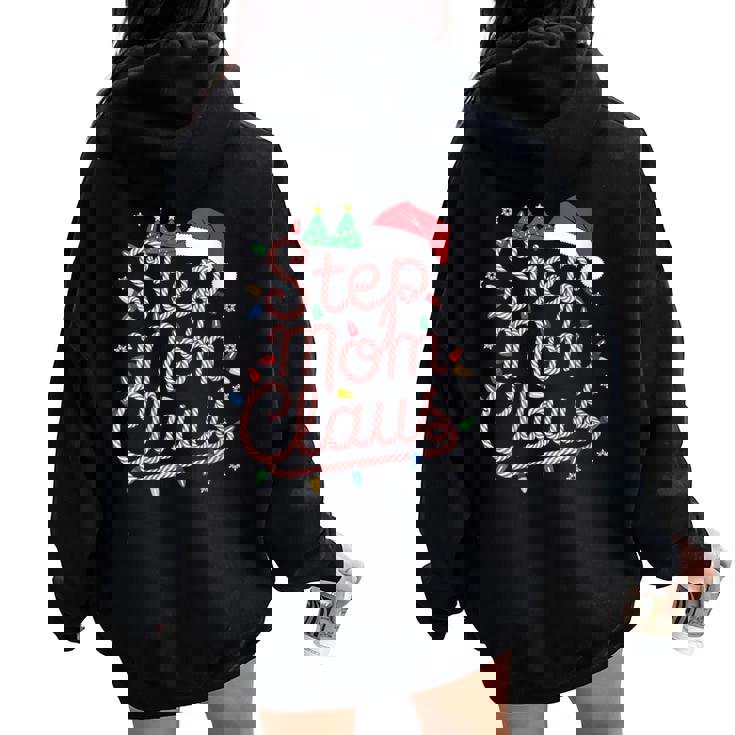 Candy Canes Step Mom Claus Santa Hat Christmas Womens Women Oversized Hoodie Back Print Candy Canes Step Mom Claus Santa Hat Christmas Womens Women Oversized Hoodie Back Print