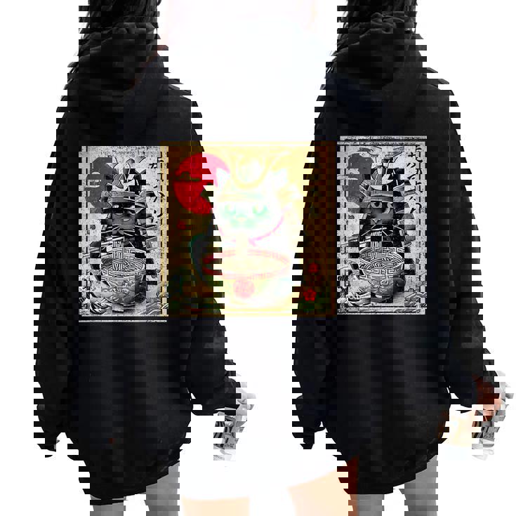 Cat Ramen Japanese Samurai Kawaii Cat Anime Girls Boys Women Oversized Hoodie Back Print Cat Ramen Japanese Samurai Kawaii Cat Anime Girls Boys Women Oversized Hoodie Back Print