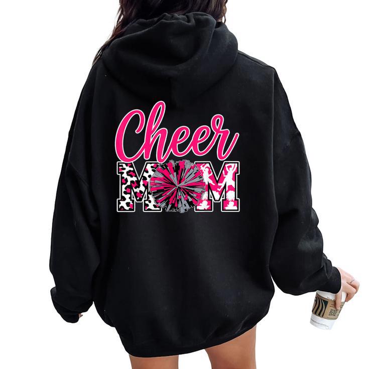 Cheer Mom Hot Pink Black Leopard Letters Cheer Women Oversized Hoodie Back Print