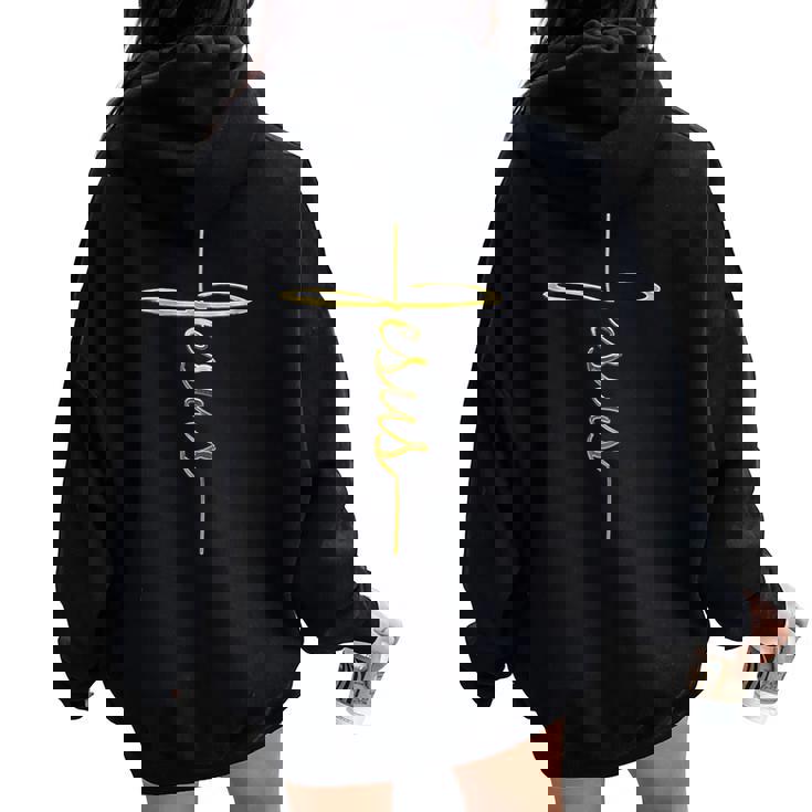 Christian Faith Cross Script Jesus Holy Symbol For Men Women Women Oversized Hoodie Back Print Christian Faith Cross Script Jesus Holy Symbol For Men Women Women Oversized Hoodie Back Print
