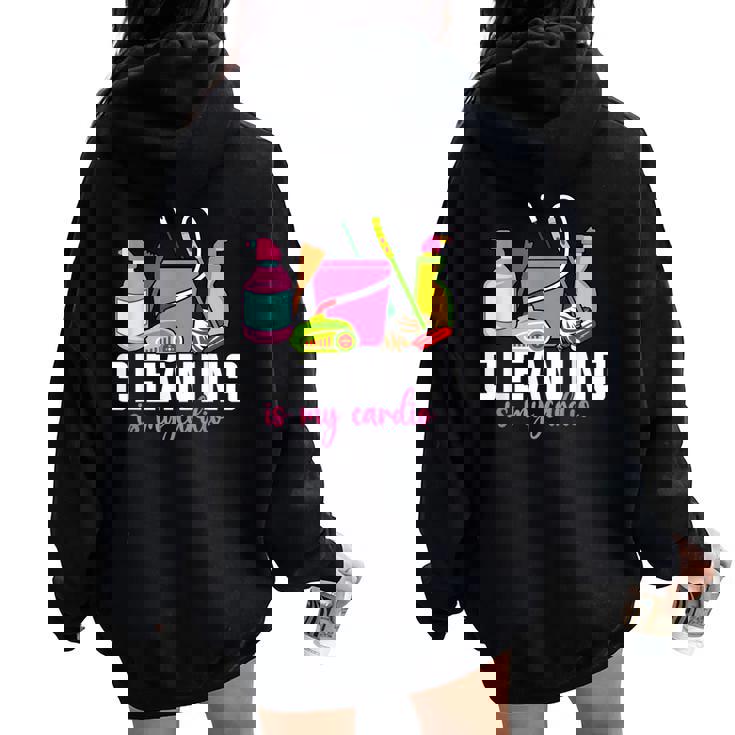 Cleaning Is My Cardio Housekeeping Woman Women Oversized Hoodie Back Print
