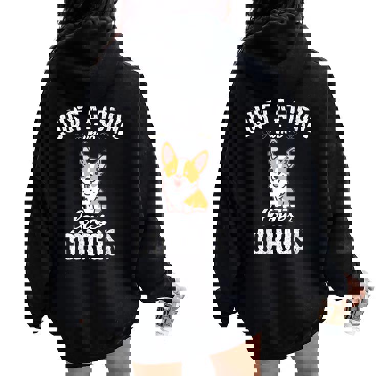 Corgi Dog Lover Just A Girl Who Love Corgis Cuello Women Oversized Hoodie Back Print