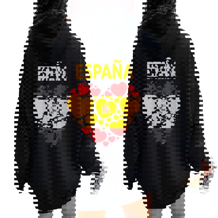 Costume Drapeau Espagnol En Forme De Cœur Pour S Et Enfants Sweat à capuche oversize pour femme avec imprimé dans le dos