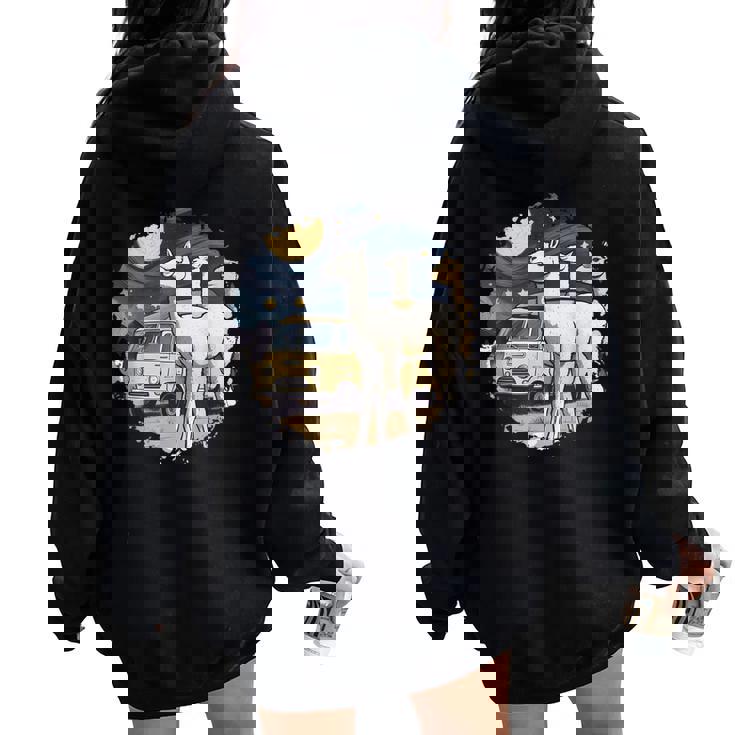 Cotopaxi Noche Estrellada Obra De Arte Llama Parque Nacional Women Oversized Hoodie Back Print