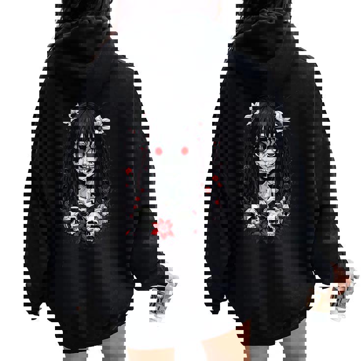 Creepy Kawaii Goth Girl Horror Anime Aesthetic Women Oversized Hoodie Back Print Creepy Kawaii Goth Girl Horror Anime Aesthetic Women Oversized Hoodie Back Print