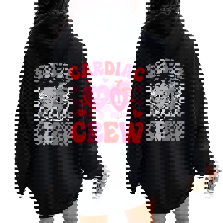Cute Cardiac Crew Valentine's Day Nurse Cardiology Echo Tech Women Oversized Hoodie Back Print
