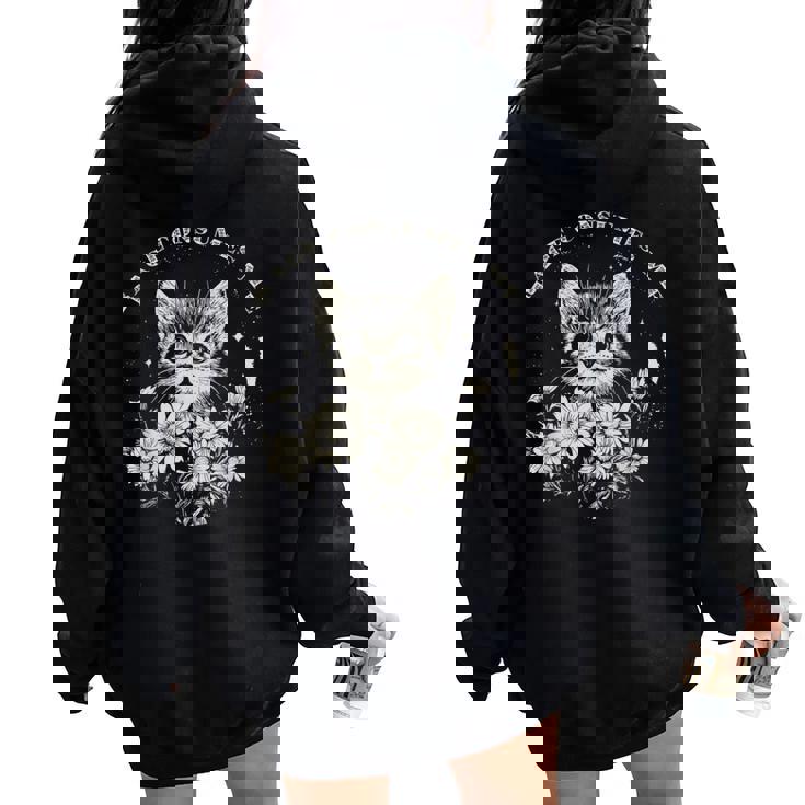 Cute Cat Rage Consumes Me Sarcastic Kitten Flower Women Oversized Hoodie Back Print