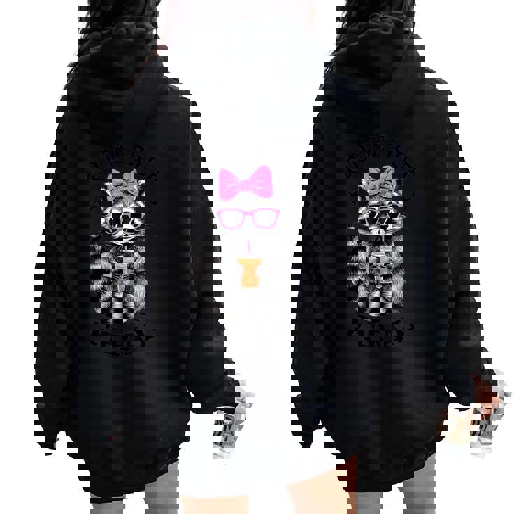 Cute Feral Raccoon Women's Oversized Hoodie - Colorful Back Print Cute Feral Raccoon Women's Oversized Hoodie - Colorful Back Print