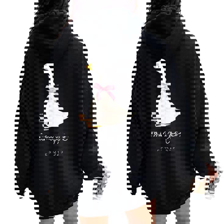 Cute Coquette Bow Mama Goose Est 2025 Women Oversized Hoodie Back Print