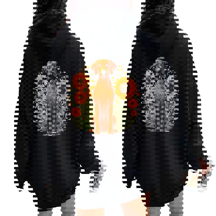 Cute Sunflowers Rhodie Dog Lover Women Oversized Hoodie Back Print