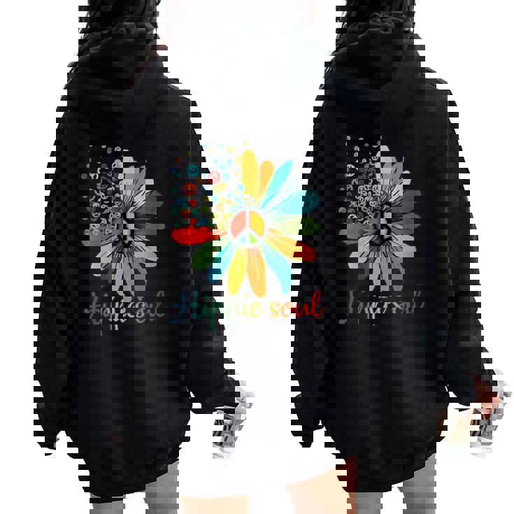 Daisy Peace Sign Hippie Soul Flower Lovers Women Oversized Hoodie Back Print