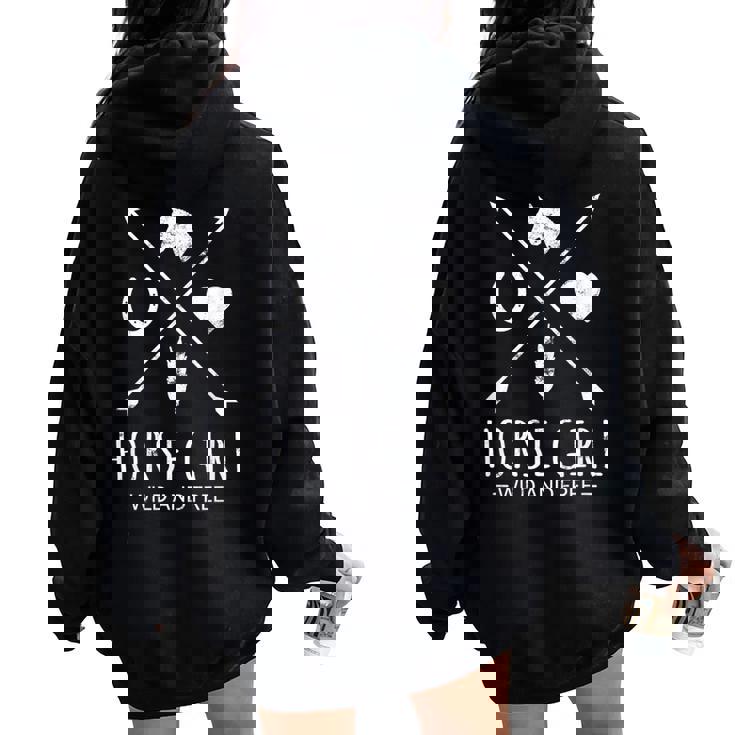 De Equitación Horse Girl Wild And Free Arrow Para Amantes De Los Caballos Women Oversized Hoodie Back Print