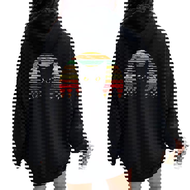 intage Montrant Un Chat Des S Et Des Hommes Chat Rétrointage Sweat à capuche oversize pour femme avec imprimé dans le dos