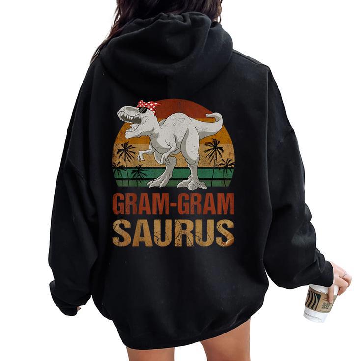 Dinosaur Gram-Gram Saurus Vintage Mother's Day Women Oversized Hoodie Back Print