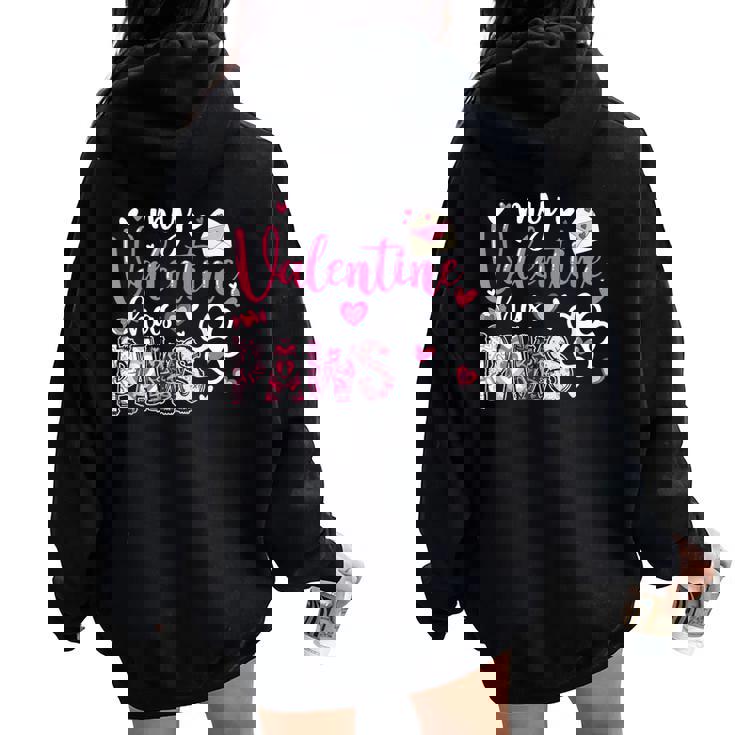 Dog Valentine My Valentine Has Paws Dog Mom Girl Women Oversized Hoodie Back Print