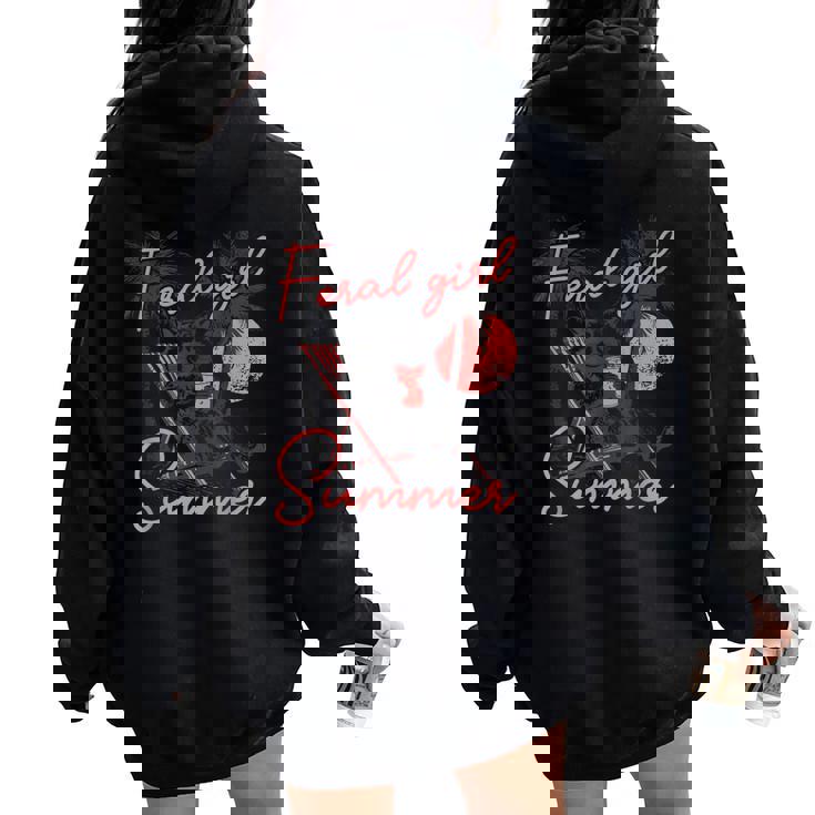 Feral Girl Summer Oversized Hoodie - Raccoon Vacation Design Feral Girl Summer Oversized Hoodie - Raccoon Vacation Design