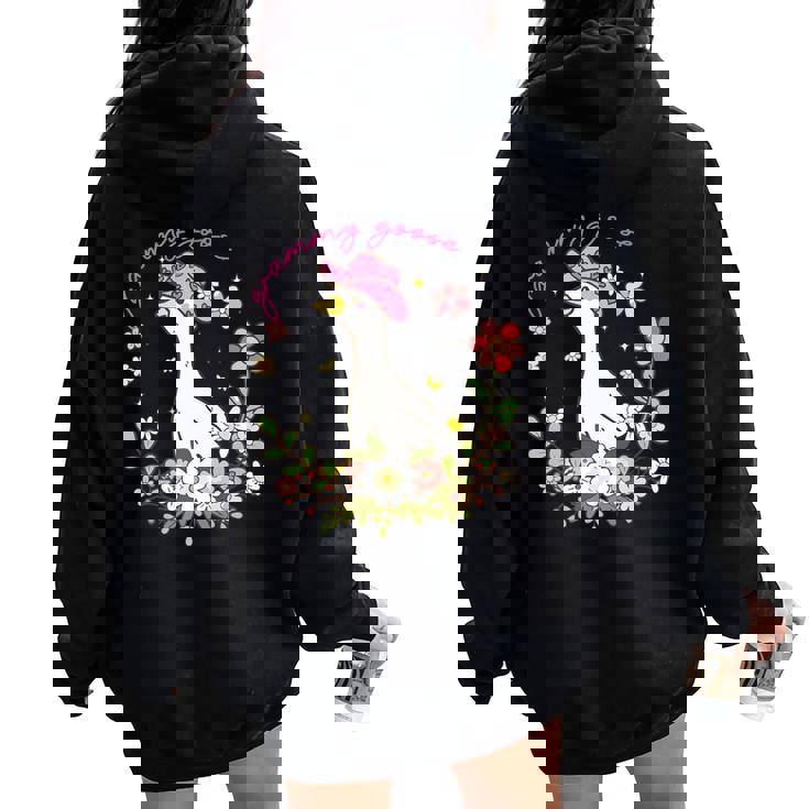 Floral Grammy Goose Mom Mother's Day Silly Goose Family Women Oversized Hoodie Back Print