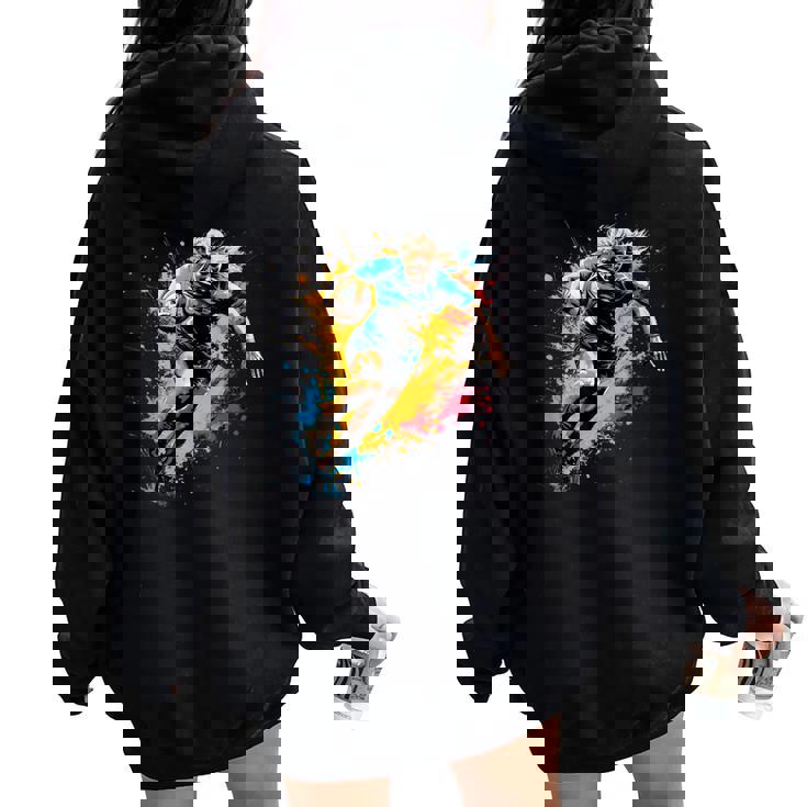 Fresco Jugador De Rugby Chicas Gráfico Rugby Women Oversized Hoodie Back Print