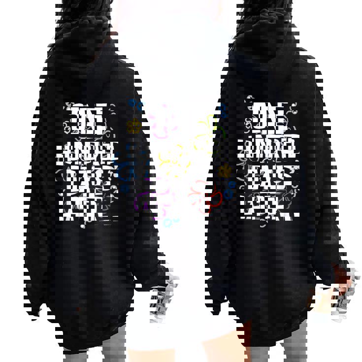 100 Days Of School Matching Studen And Teacher Women Oversized Hoodie Back Print