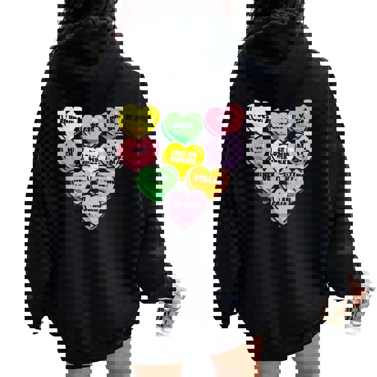 Candy Heart Anti Valentine's Day Sarcastic Love Joke Women Oversized Hoodie Back Print