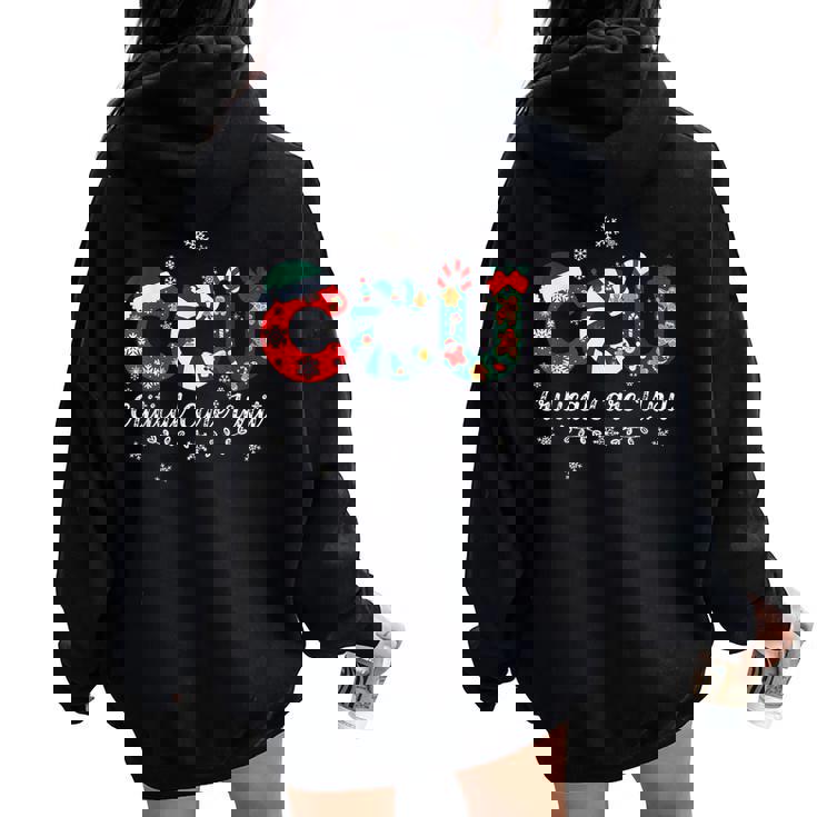 Ccu Nurse Christmas Critical Care Unit Xmas Girl Nurse Women Oversized Hoodie Back Print